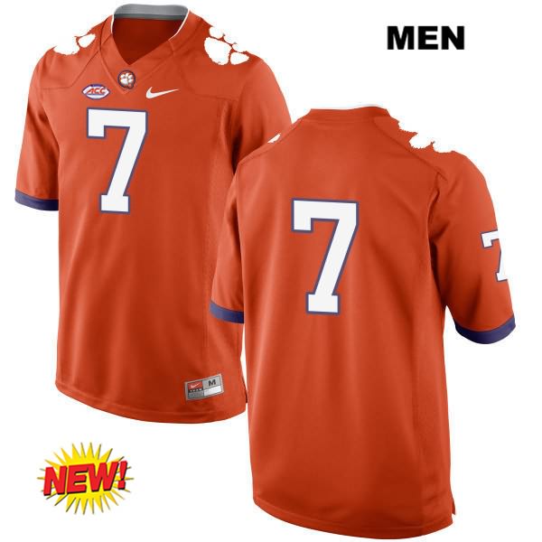 Men's Clemson Tigers #7 Mike Williams Stitched Orange New Style Authentic Nike No Name NCAA College Football Jersey GZF6646KQ